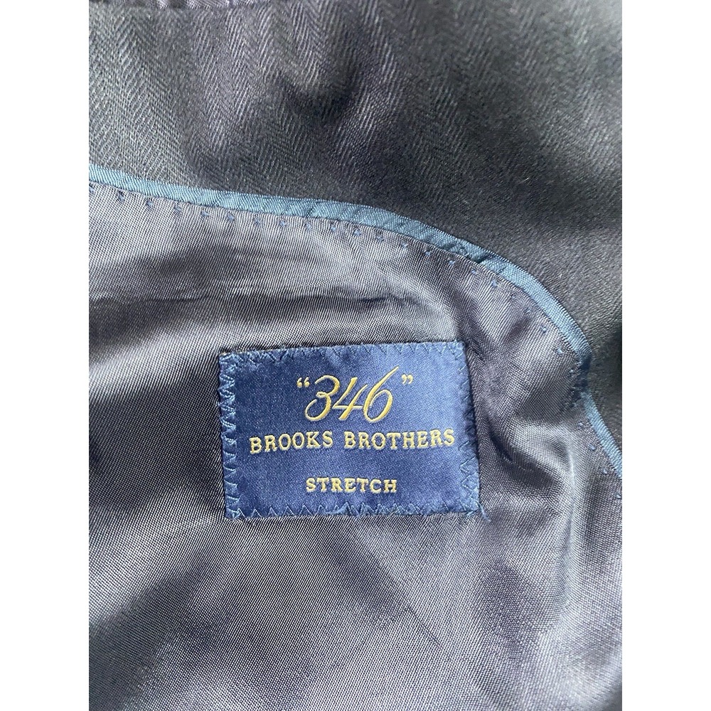 Brooks Brothers Suit Jacket 41 R Navy Wool Herringbone 346 Stretch Business - Picture 14 of 16